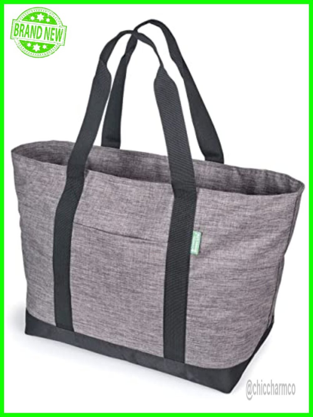 Extra Large Water-Resistant Polyester Tote Bag Zip Shoulder Travel Work